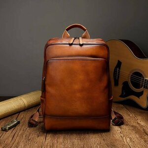  great popularity * high quality * men's bag original leather cow leather rucksack ti pack backpack cow leather leather A4 correspondence 14 -inch commuting going to school 