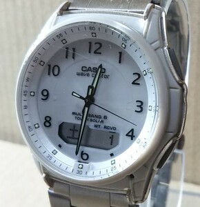 ベゼル欠品 CASIO カシオ WVA-M630 電波 ソーラー アナデジ 腕時計 メンズ ホワイト