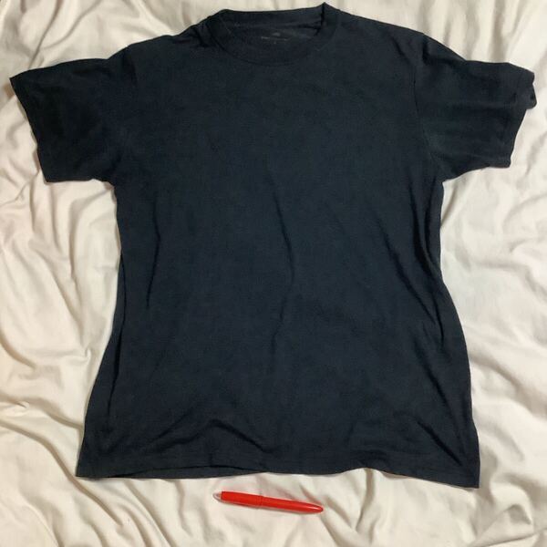 半袖Tシャツ 500円以上複数で10%商品オマケ L 肩幅44身幅49着丈67袖19cm タグカット済 多分合繊か綿 黒 両脇多少色褪せ Edwin