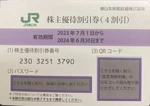 JR東日本株主優待券1枚　2024年6月30日まで コード送信と普通郵便は送料無料