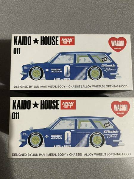 2台 KAIDO HOUSE 1/64 MINI GT ダットサン KAIDO 510 ワゴン ブルー Datsun Wagon Blue 青色 hotwheels ホットウィール tomica トミカ