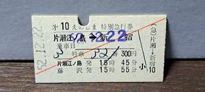 A 【即決】(4) 小田急電鉄えのしま10号(列車名印刷) 片瀬江ノ島→新宿 (片瀬江ノ島発行) 6128