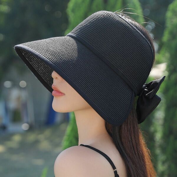 レディース麦わら帽子 UVカット UPF50+ 日焼け防止 小顔効果遮光遮熱通気