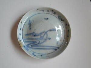  genuine article the first period Imari * blue and white ceramics 4.5 size plate one ka place gold .. have 