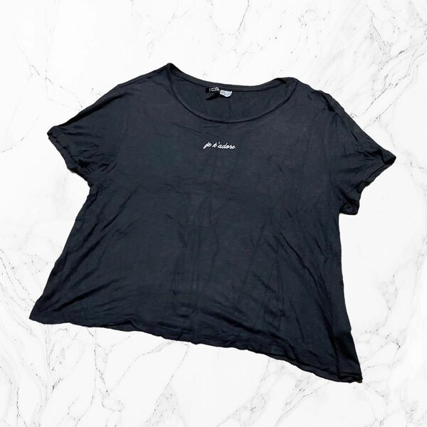 ※出品数確保の為、期間限定出品※ H&M Tシャツ カットソー 半袖 黒 ブラック 英字 Lサイズ
