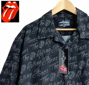 Rolling Stones ローリングストーンズ 総柄シャツ ロゴ ブラック 新品 未使用 タグ付き 大きいサイズ