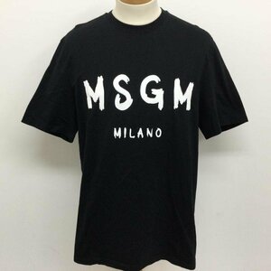 エムエスジーエム 3040MM97 イタリア製 手描きタイプ ロゴプリント 半袖Tシャツ Tシャツ Tシャツ M 黒 / ブラック X 白 / ホワイト