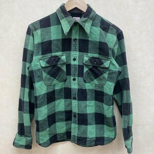 ザ・フラットヘッド ネルシャツ ブロックチェック アメカジ シャツ、ブラウス シャツ、ブラウス 36 緑 / グリーン