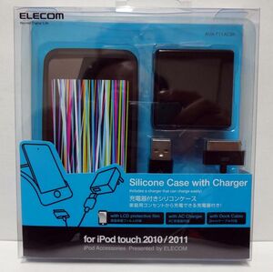iPod touch 第4世代 ELECOM 充電器付きシリコンケース ブラック