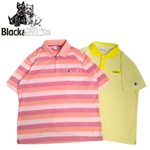  extra-large LL ultimate beautiful goods top class BLACK&WHITE. water speed . stretch total pattern polo-shirt with short sleeves men's black & white Golf wear Anne Pas .2405359