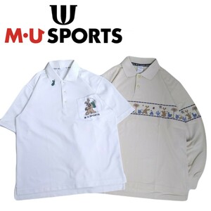 新品同様と極美品 豪華2点 MU SPORTS 吸水速乾 ストレッチ 鹿の子 長袖 半袖ポロシャツ メンズ48 ミエコウエサコ ゴルフウェア 2405367