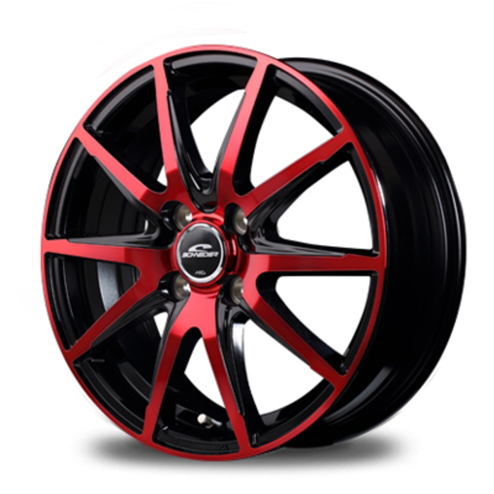 YOKOHAMA BluEarth AE-01F 185/70R14 SCHNEIDER DR-02 ブラック/レッドクリア 14インチ 4.5J+45 4H-100 4本セット