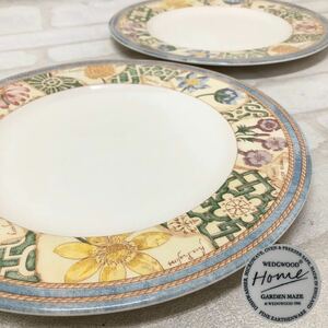 H■① WEDGWOOD GARDEN MAZE ウェッジウッド ガーデンメイズ プレート 2枚 セット 直径27.5cm 花柄 大皿 平皿 ケーキ皿 デザート皿 洋食器 