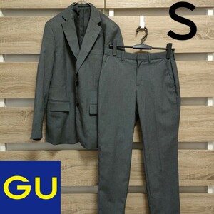 GU（ジーユー） スーツ上下セット Ｓ グレー 美品（My72） セットアップジャケット&パンツ ■60