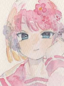 Art hand Auction Hand-drawn illustration, original, girl, transparent watercolor, postcard, Comics, Anime Goods, Hand-drawn illustration