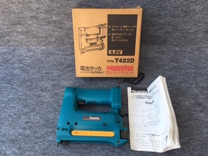 ＜送料込＞動作未確認 バッテリー無し makita マキタ 電池タッカ T422D 9.6Ⅴ 4㎜×10～22㎜ 充電式タッカー 箱 取扱説明書付き ジャンク