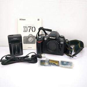 サ)[通電確認済] Nikon ニコン デジタル一眼レフカメラ D70 本体 CFカード バッテリー 充電器 取扱説明書 付属 / レンズ欠品 管理Y