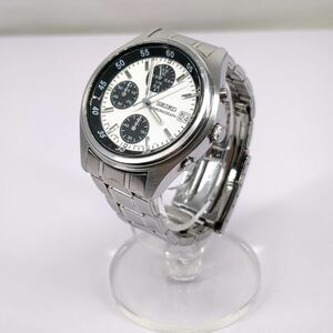レ)[ジャンク] SEIKO セイコー CHRONOGRAPH クロノグラフ クォーツ腕時計 V657-7100 黒文字盤 メンズ 腕時計 不動品 管理Y 送料520円