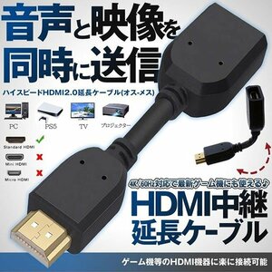 HDMI 延長アダプタ HDMI延長 HDMIコネクタ メスオス 延長ケーブル 4K HDMIケーブル 10cm CHOIHDMI
