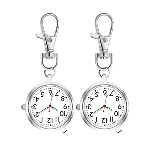 ナースウォッチ ホワイト 2個セット 時計 懐中時計 逆さ時計 キーウォッチ キーホルダー ナスカン リュック バッグ ポケット 2-NASWATCH-WH