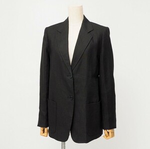 MG3397# Italy made * Max Mara we k end line MaxMara*linen* tailored jacket * single * black *42