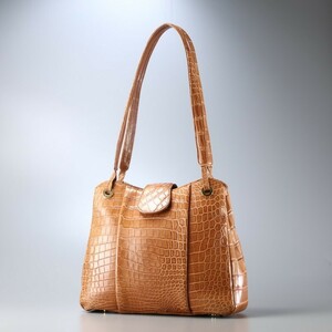 GQ0542*book@wani leather * mat black ko* crocodile leather shoulder bag * tote bag * shoulder ..* bag * Brown 