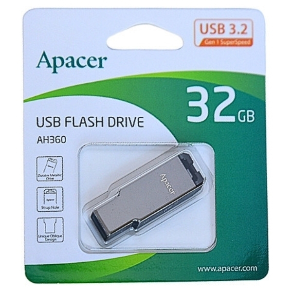 USBメモリ 32GB USB3.2 Gen1 AP32GAH360A-1 キャップレス USB3.0 USB