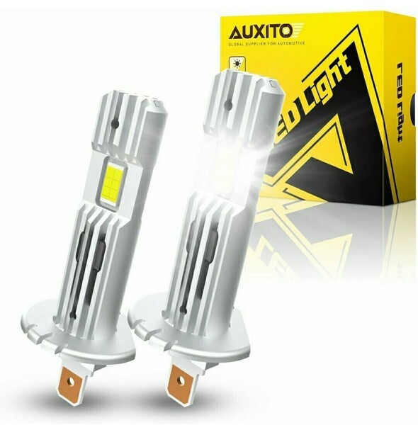 AUXITO H1 led ヘッドライト 爆光 H1 led 12連高輝度LEDチップ搭載 led H1 2倍の明るさ 6500k ホワイト H1 車検対応 無極性 (2個セット)
