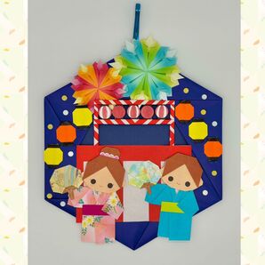 盆踊り飾り 折り紙リース