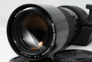 #253【稀少美品】Nikon Ai-S Micro-NIKKOR 200mm F4 IF 望遠マクロレンズ 三脚座付 フード内蔵【ニコン】