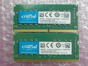258 Crueial Note for 16GB PC4-2666V 2 pieces set operation OK