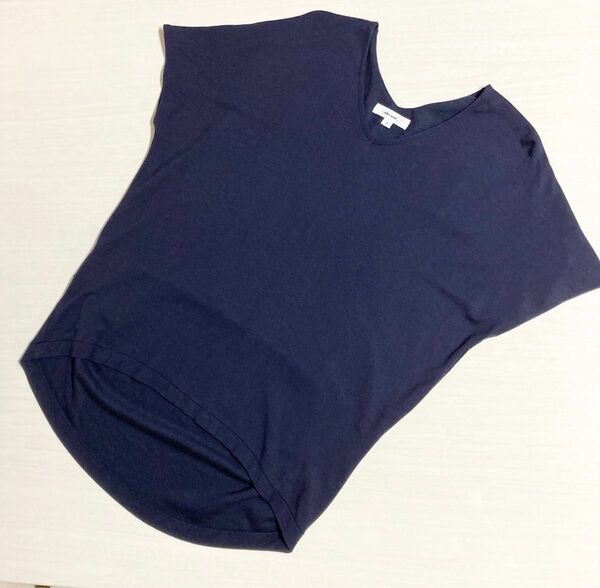 ニコアンド　Tシャツ　Vネック　フレンチスリーブ　紺色　ネイビー　サイズ3　Lサイズ