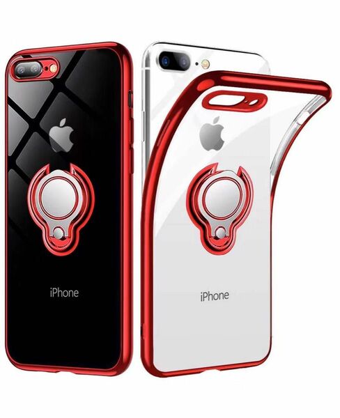 iPhone7plusケース　iPhone8plusケース　iPhoneケース リング付き　全面保護 耐衝撃 スマホケース クリア