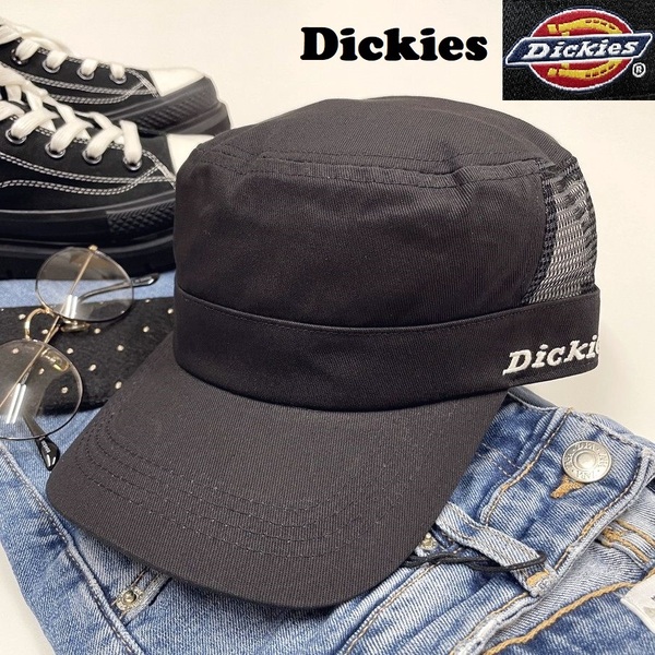 未使用品 Dickies ブラック メッシュワークキャップ アウトドア キャンプ コットン ゴルフタグ 帽子黒 バイク トラック 春夏 ディッキーズ