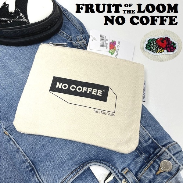 未使用品 FRUIT OF THE LOOM×NO COFFE アイボリーボックスロゴポーチ レディースアウトドアキャンプ フルーツオブザルーム ノーコーヒー