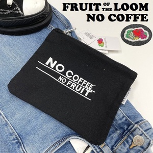 未使用品 FRUIT OF THE LOOM×NO COFFE ブラック ホワイトロゴポーチ タグレディースアウトドアキャンプフルーツオブザルーム ノーコーヒー