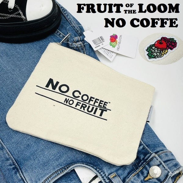 未使用品 FRUIT OF THE LOOM×NO COFFE アイボリー ブラックロゴポーチ レディースアウトドアキャンプフルーツオブザルーム ノーコーヒー