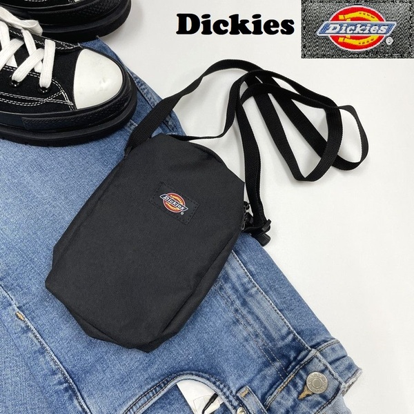 未使用品 Dickies ブラック ショルダーバッグ ポーチ レディースメンズ 刺繍ロゴ 黒 アウトドアキャンプ ゴルフスポーツ軽量 ディッキーズ