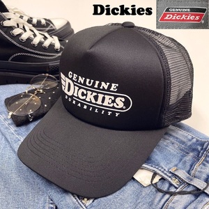 未使用品 Dickies ブラック メッシュキャップ 野球帽 アウトドア キャンプ ゴルフ 帽子 バイク トラック 春夏 ホワイト羽ロゴ ディッキーズ