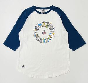 衝撃プライス！『最強カジュアルアウトドア！』【CHUMS チャムス/プリント】ラグランTシャツ/カットソー【M/ネイビー】O22