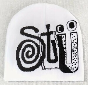  бесплатная доставка [ новый товар ] Stussy * Beanie шапочка белый свободный размер STUSSY[STU] Logo сборник включая деформация шрифт . симпатичный! вязаная шапка .