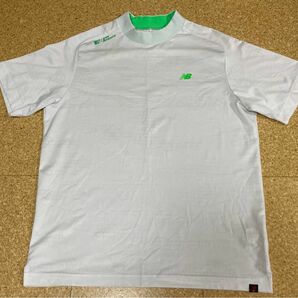 ニューバランス　モックネック　ゴルフウェア　ホワイト　ライムグリーン　NEW BALANCE 夏　涼感　大きめ　半袖 Tシャツ