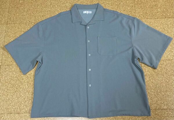オープンカラーシャツ　半袖　ワイシャツ　ビッグシル　大き ワイドカラー SPU ASTORONOMY スプ　ライトグレー　夏 開襟