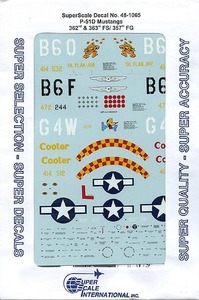 * delivery! super scale decal 48-1065 1/48 P-51D Mustang 357FG 362FS & 363FS
