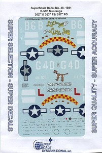 * delivery! super scale decal 48-1081 1/48 P-51D Mustang 357FG 362FS & 363FS