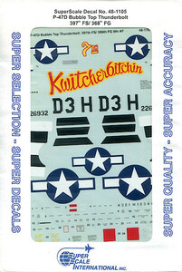 * delivery! super scale decal 48-1105 1/48 P-47D Thunderbolt Bubble top 368FG 397FS