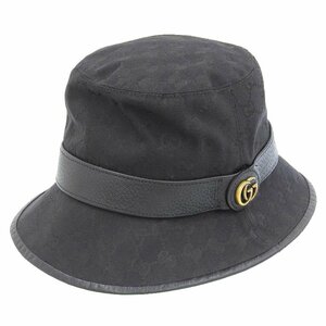 # 1 jpy ~ present regular three .6.9 ten thousand jpy # Gucci GUCCI # double G attaching GG canvas bucket hat # M 58cm 576587 4HG53 black Gold 