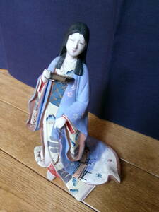 昭和レトロ　日本人形　陶器人形　女性　扇子　着物　和風　置物　インテリア