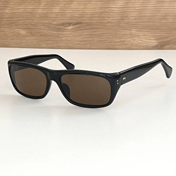 ◆Vintage sunglasses ヴィンテージ 芯無し サングラス セルロイド ガラスレンズ スクエア ブラック ブラウンレンズ