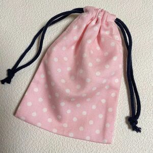 ハンドメイド ☆ 14.5×9.5 ミニ巾着 小さな巾着袋 小物 水玉 ピンク